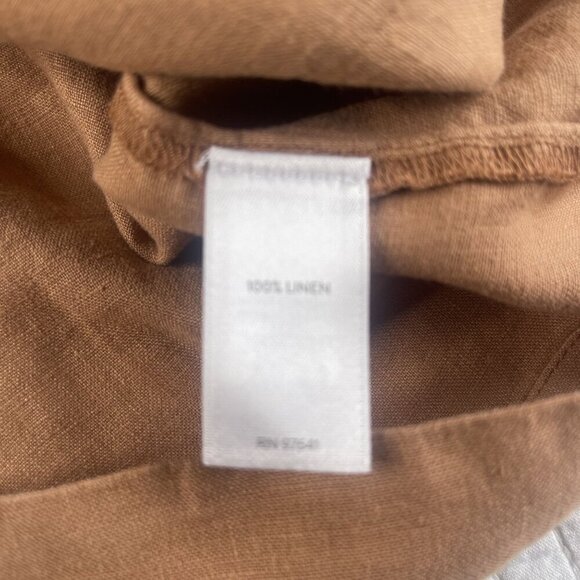 Pure jill Elements Brown Button-Up Linen Jacket Pockets 2X High Collar 3/4 Sleev - Picture 8 of 10